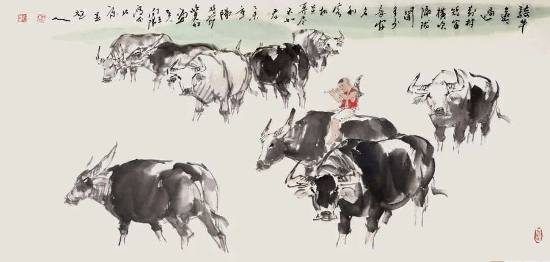 王向阳 四尺《牧牛图》 - 国画牛 - 99字画网