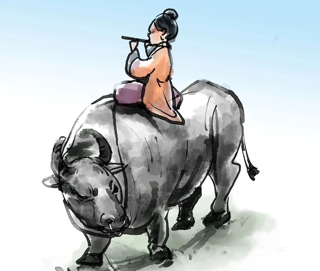 水墨风牧牛 设计图__广告设计_广告设计_设计图库_昵图网